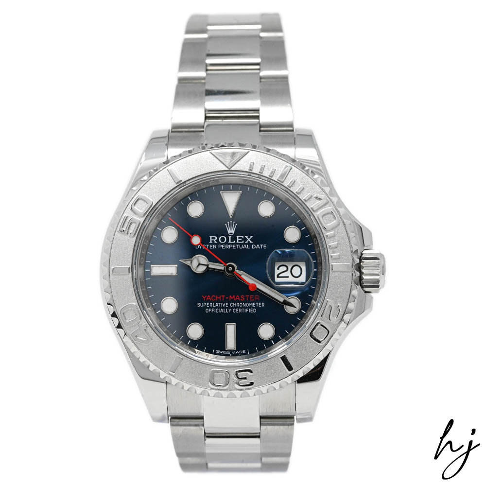 Rolex Men's Yacht-Master Stainless Steel & Platinum 40mm Blue Dot Dial Watch Reference #: 116622 - Happy Jewelers Fine Jewelry Lifetime Warranty