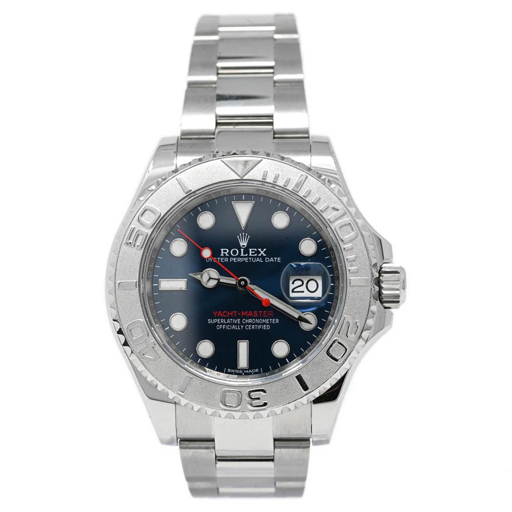 Rolex Yacht-Master Stainless Steel & Platinum 40mm Blue Dot Dial Watch Reference #: 116622 - Happy Jewelers Fine Jewelry Lifetime Warranty