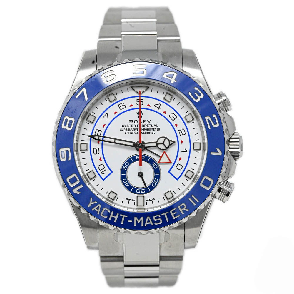 Rolex Men's Yacht-Master II Stainless Steel 44mm White Dot Dial Watch Reference #: 116680 - Happy Jewelers Fine Jewelry Lifetime Warranty