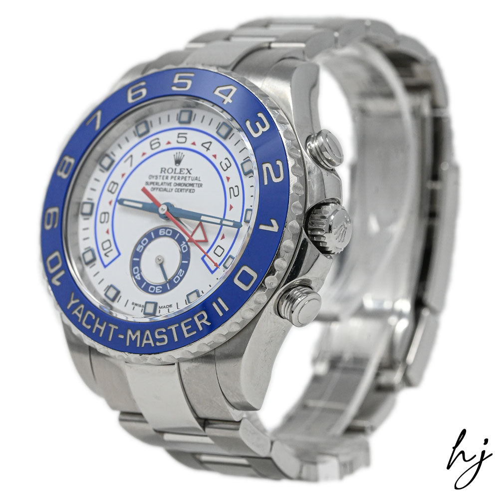 Rolex Men's Yacht-Master II Stainless Steel 44mm White Dot Dial Watch Reference #: 116680 - Happy Jewelers Fine Jewelry Lifetime Warranty