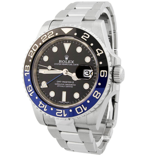 Rolex Men's GMT-Master II "Batman" Stainless Steel 40mm Black Dot Dial Watch Reference #: 126710BLNR - Happy Jewelers Fine Jewelry Lifetime Warranty