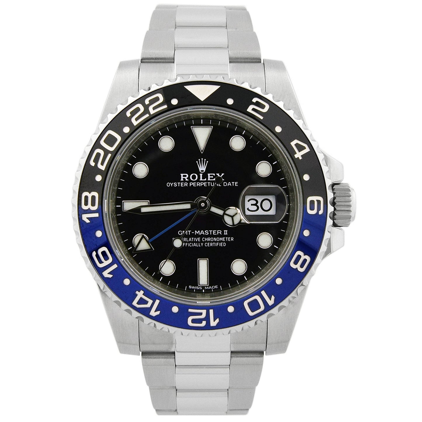 Rolex Men's GMT-Master II "Batman" Stainless Steel 40mm Black Dot Dial Watch Reference #: 126710BLNR - Happy Jewelers Fine Jewelry Lifetime Warranty