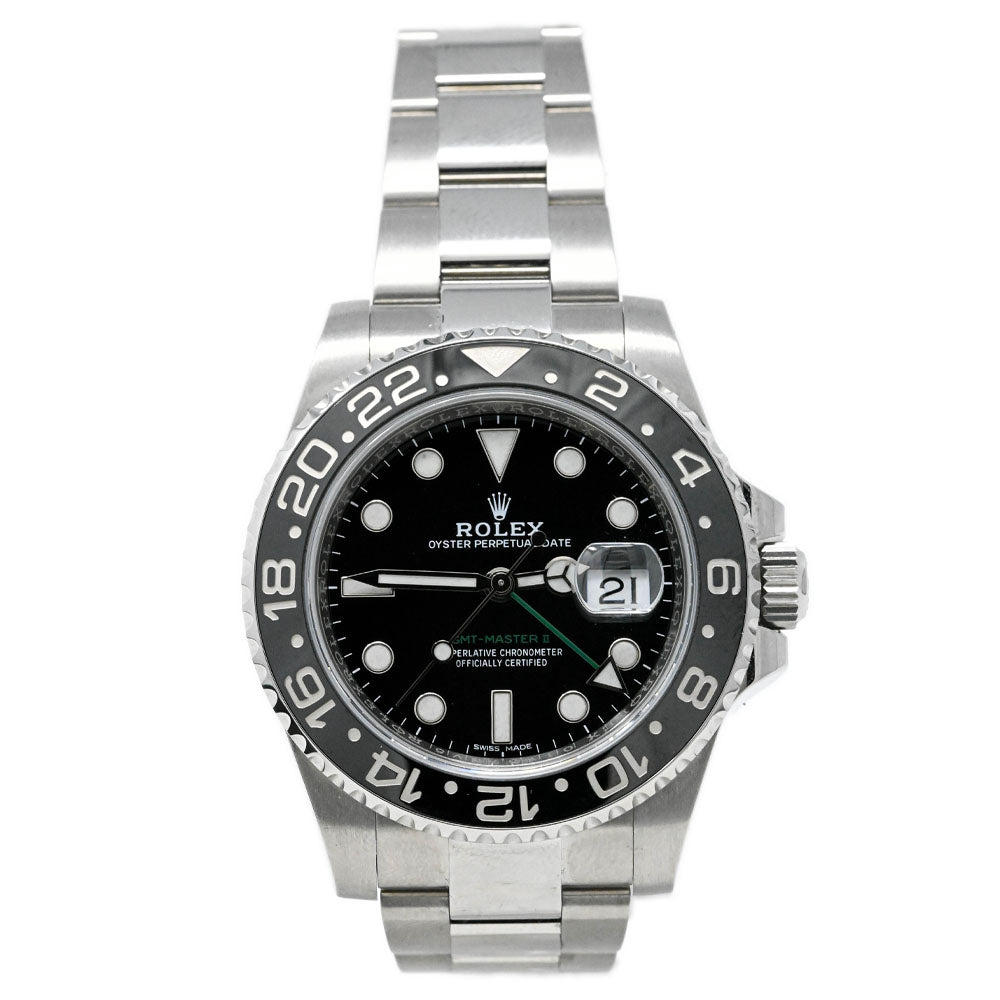 Rolex Men's GMT-MASTER II Stainless Steel 40mm Black Dot Dial Watch Reference #: 116710LN - Happy Jewelers Fine Jewelry Lifetime Warranty