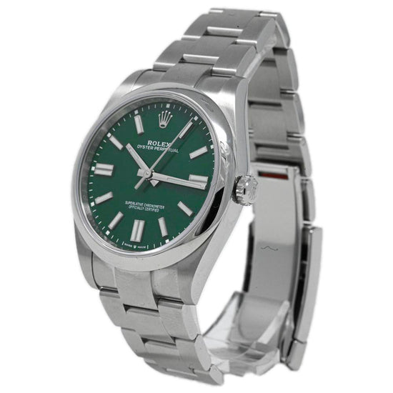 Load image into Gallery viewer, Rolex Men&amp;#39;s Oyster Perpetual Stainless Steel 41mm Forrest Green Stick Dial Watch Reference #: 124300 - Happy Jewelers Fine Jewelry Lifetime Warranty
