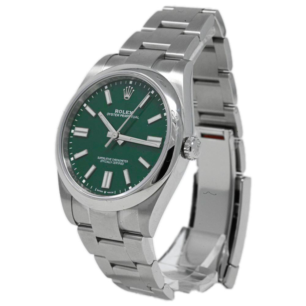 Rolex Unisex Oyster Perpetual Stainless Steel 41mm Forrest Green Stick Dial Watch Reference #: 124300 - Happy Jewelers Fine Jewelry Lifetime Warranty