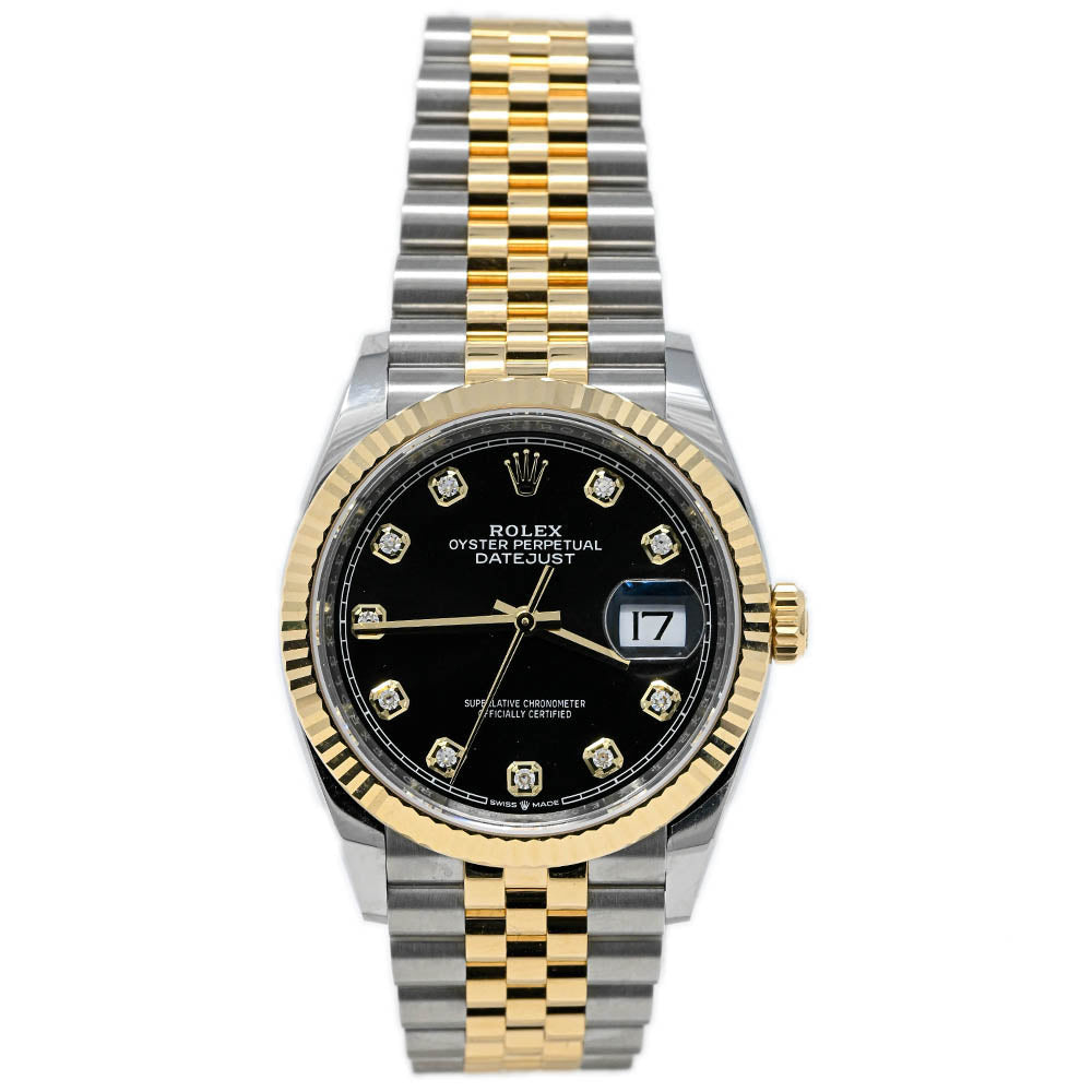 Rolex Datejust 36mm Yellow Gold & Stainless Steel Champagne Stick Dial Watch Reference# 116233 - Happy Jewelers Fine Jewelry Lifetime Warranty