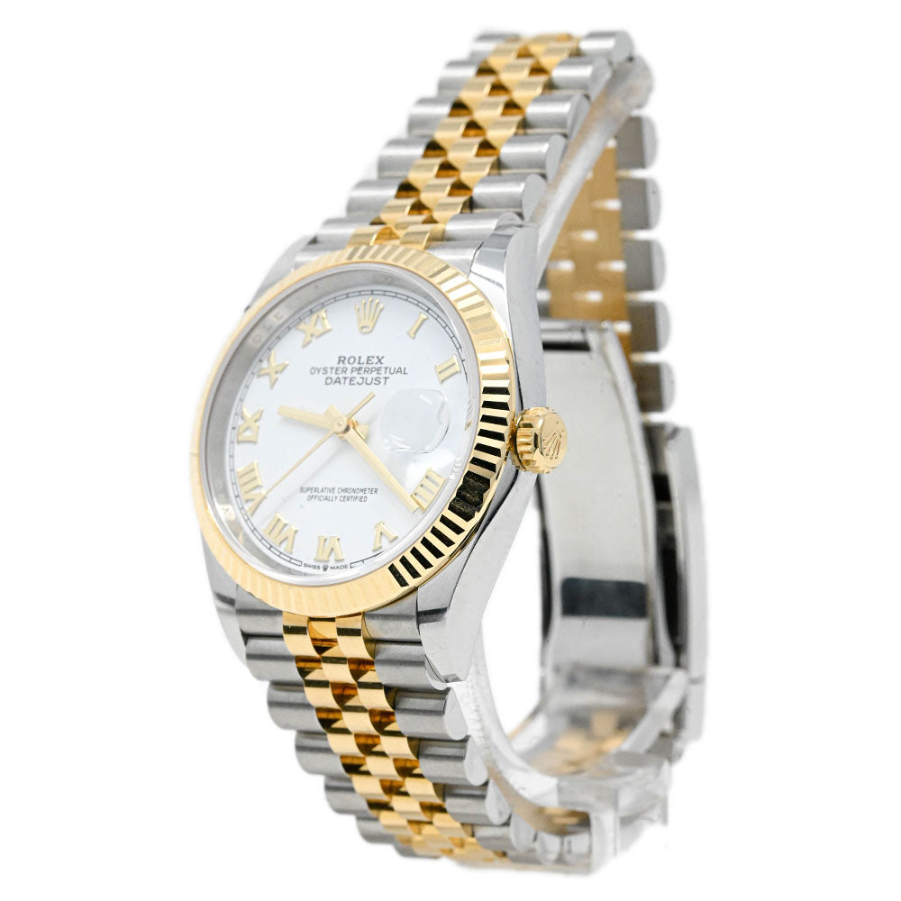 ▷ Rolex Datejust 36 Yellow Gold/Steel Silver Roman Diamond Dial