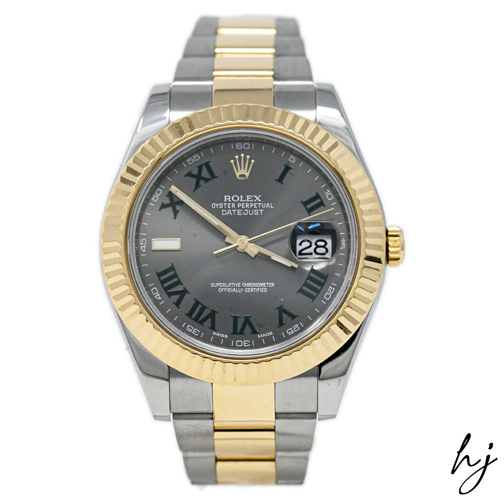 Load image into Gallery viewer, Rolex Men&amp;#39;s Datejust 41 18K Yellow Gold &amp;amp; Steel 41mm Wimbledon Dial Watch Reference #: 126333 - Happy Jewelers Fine Jewelry Lifetime Warranty
