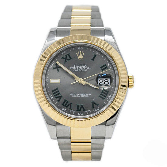 Load image into Gallery viewer, Rolex Men&amp;#39;s Datejust 41 Yellow Gold &amp;amp; Stainless Steel 41mm Wimbledon Dial Watch Reference #: 126333 - Happy Jewelers Fine Jewelry Lifetime Warranty
