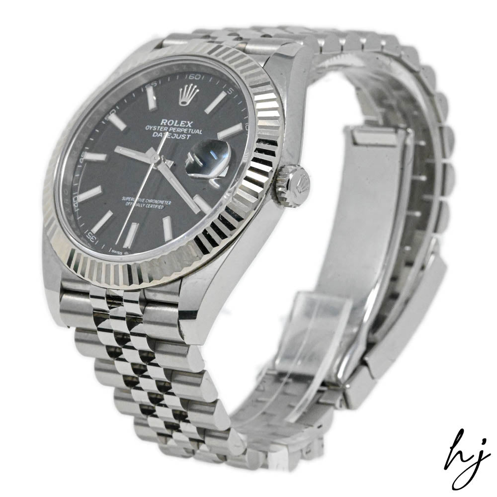 Rolex Men's Datejust 41 Stainless Steel Black Stick Dial Watch Reference #: 126334 - Happy Jewelers Fine Jewelry Lifetime Warranty