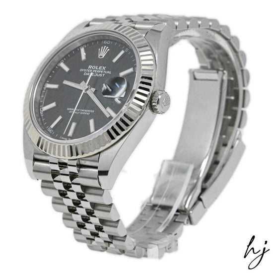 Load image into Gallery viewer, Rolex Men&amp;#39;s Datejust 41 Stainless Steel Black Stick Dial Watch Reference #: 126334 - Happy Jewelers Fine Jewelry Lifetime Warranty

