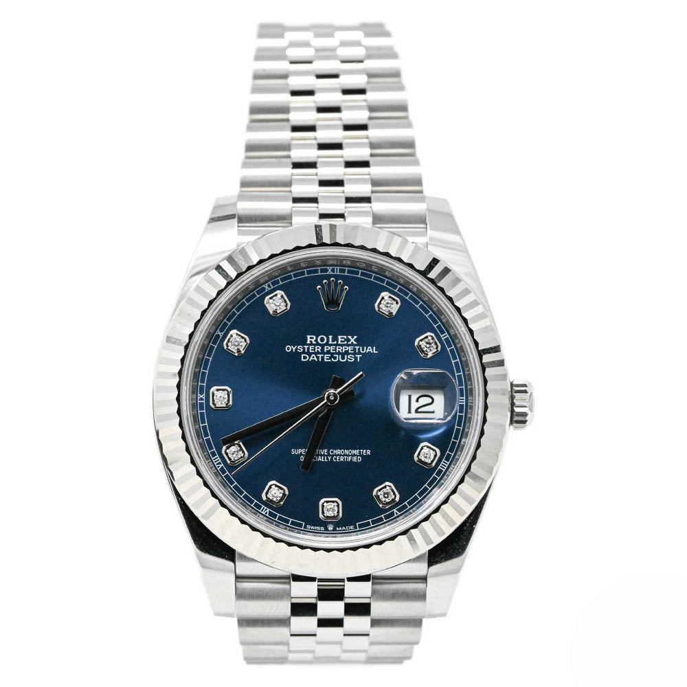 Rolex Datejust 41mm Stainless Steel Blue Diamond Dial Watch Reference# 126334 - Happy Jewelers Fine Jewelry Lifetime Warranty