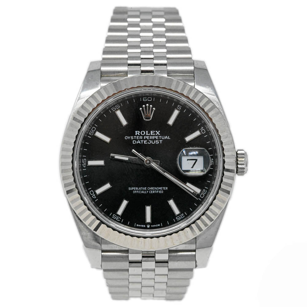 Rolex Men's Datejust 41 Stainless Steel 41mm Black Stick Dial Watch Reference #: 126334 - Happy Jewelers Fine Jewelry Lifetime Warranty