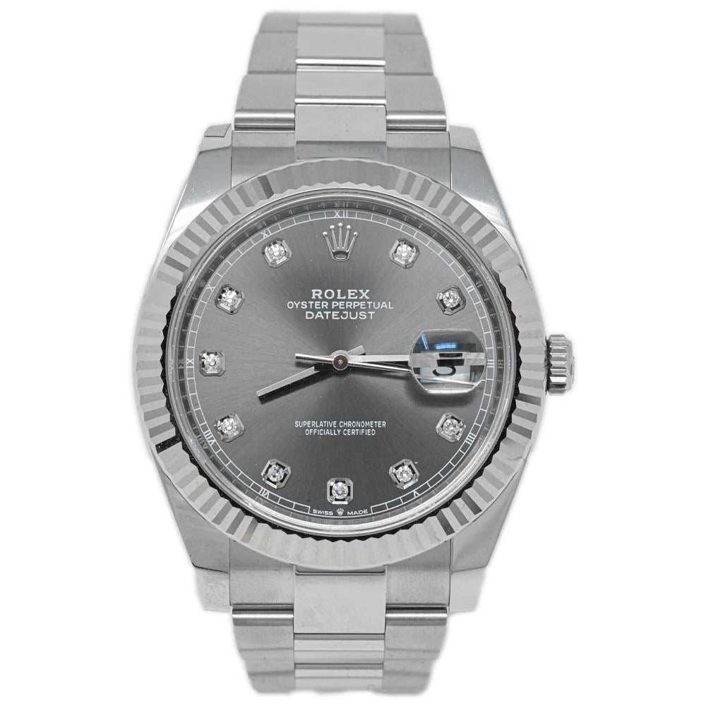Load image into Gallery viewer, Rolex Men&amp;#39;s Datejust Stainless Steel 41mm Rhodium Diamond Dot Dial Watch Reference #: 126334 - Happy Jewelers Fine Jewelry Lifetime Warranty
