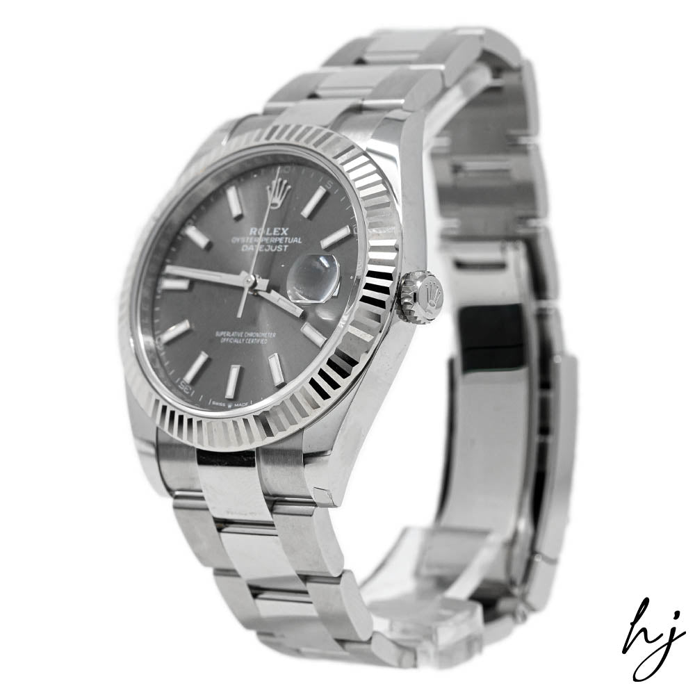 Load image into Gallery viewer, Rolex Men&amp;#39;s Datejust 41 Stainless Steel 41mm Rhodium Stick Dial Watch Reference #: 126334 - Happy Jewelers Fine Jewelry Lifetime Warranty
