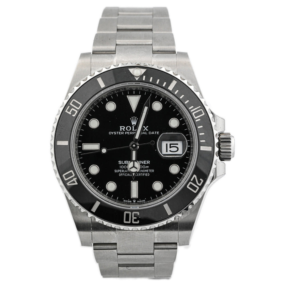 Load image into Gallery viewer, Rolex Men&amp;#39;s Submariner Date Stainless Steel 41mm Black Dot Dial Watch Reference #: 126610 - Happy Jewelers Fine Jewelry Lifetime Warranty
