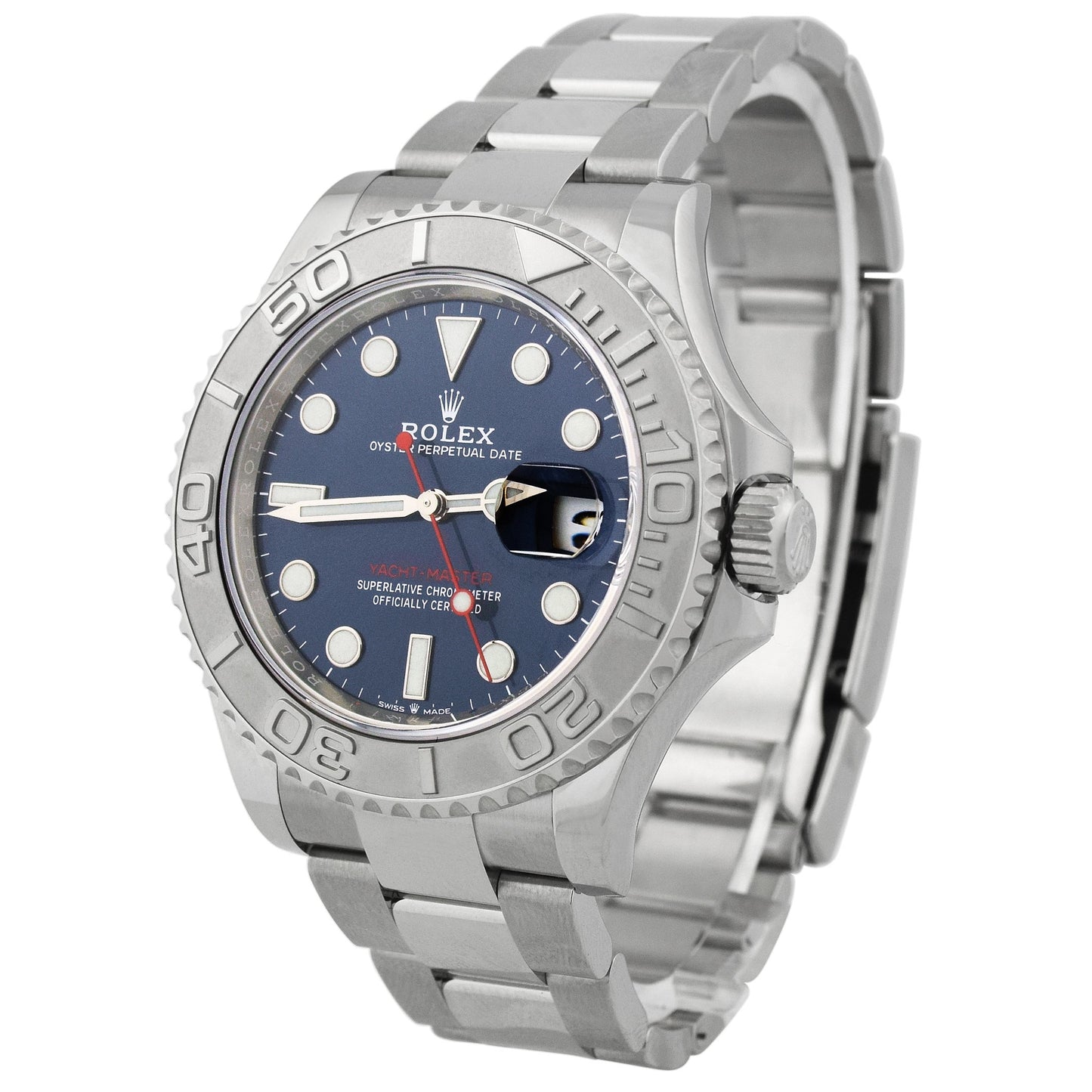 Rolex Men's Yacht-Master Stainless Steel & Platinum 40mm Blue Dot Dial Watch Reference #: 116622 - Happy Jewelers Fine Jewelry Lifetime Warranty