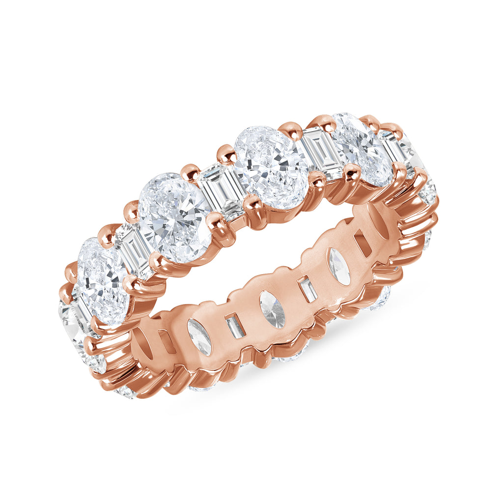 Oval + Baguette Diamond Eternity Band - Happy Jewelers Fine Jewelry Lifetime Warranty