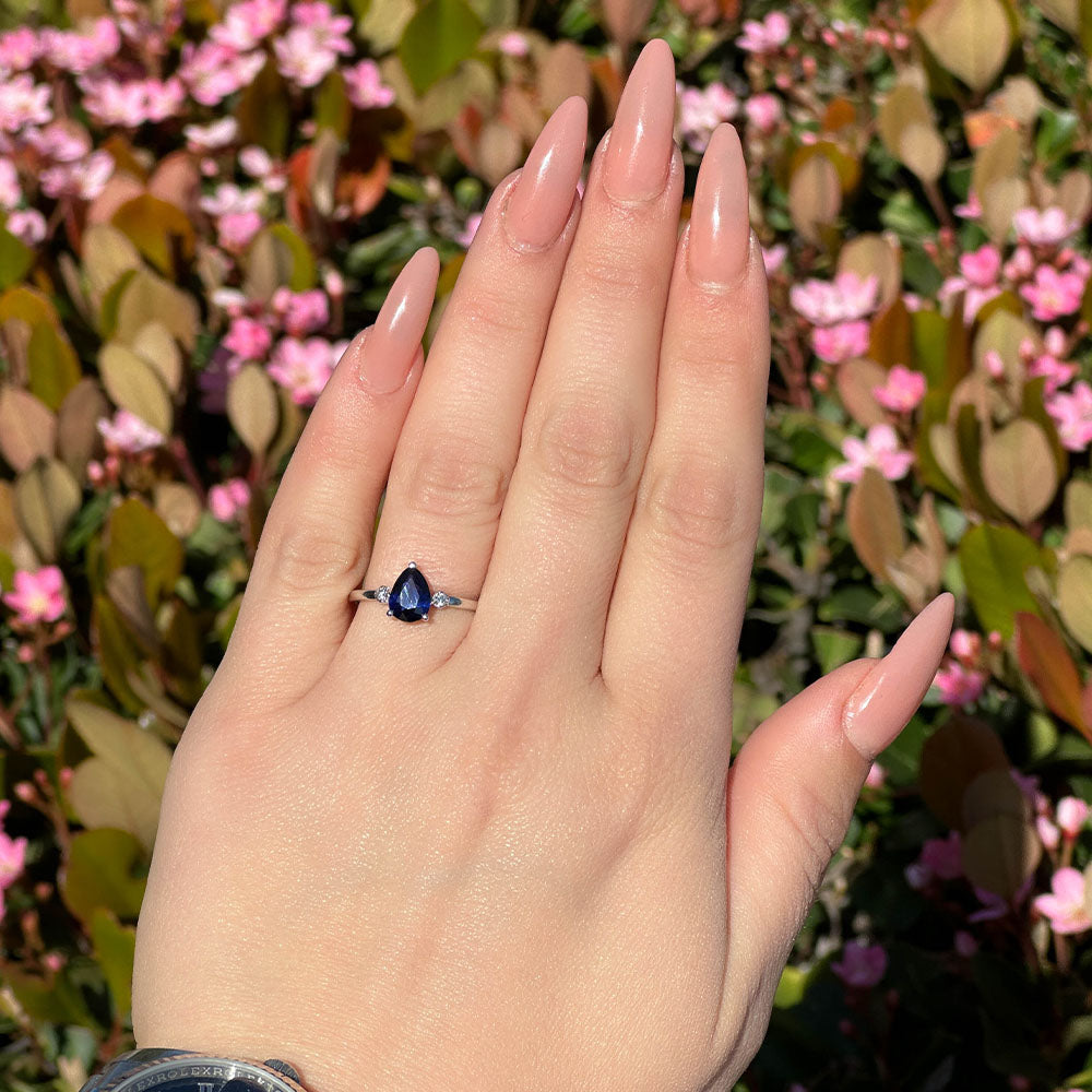 3 Stone Pear Sapphire Ring - Happy Jewelers Fine Jewelry Lifetime Warranty