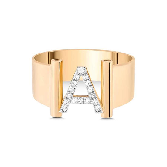 Load image into Gallery viewer, Diamond Initial Cigar Ring - Happy Jewelers Fine Jewelry Lifetime Warranty
