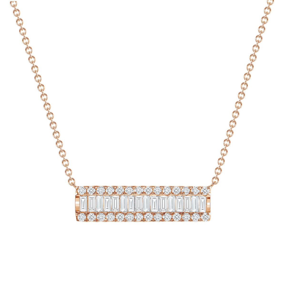 Mini Diamond Baguette Bar Necklace - Happy Jewelers Fine Jewelry Lifetime Warranty