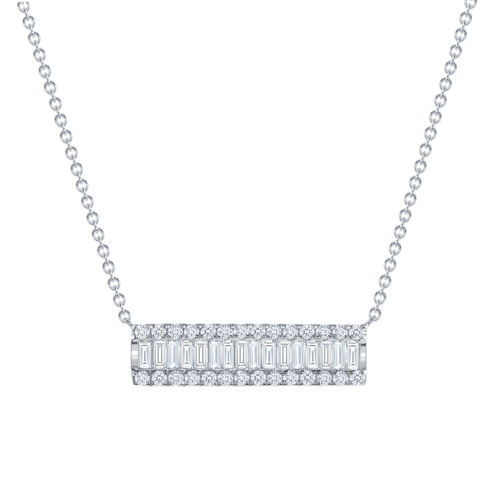 Mini Diamond Baguette Bar Necklace - Happy Jewelers Fine Jewelry Lifetime Warranty