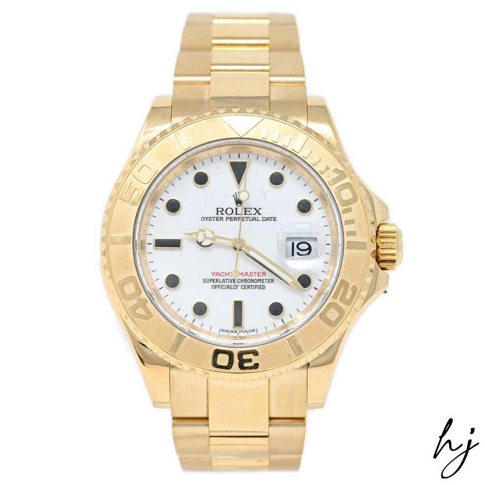 Rolex Men's Yacht-Master 18K Yellow Gold 40mm White Dot Dial Watch Reference #: 16628 - Happy Jewelers Fine Jewelry Lifetime Warranty
