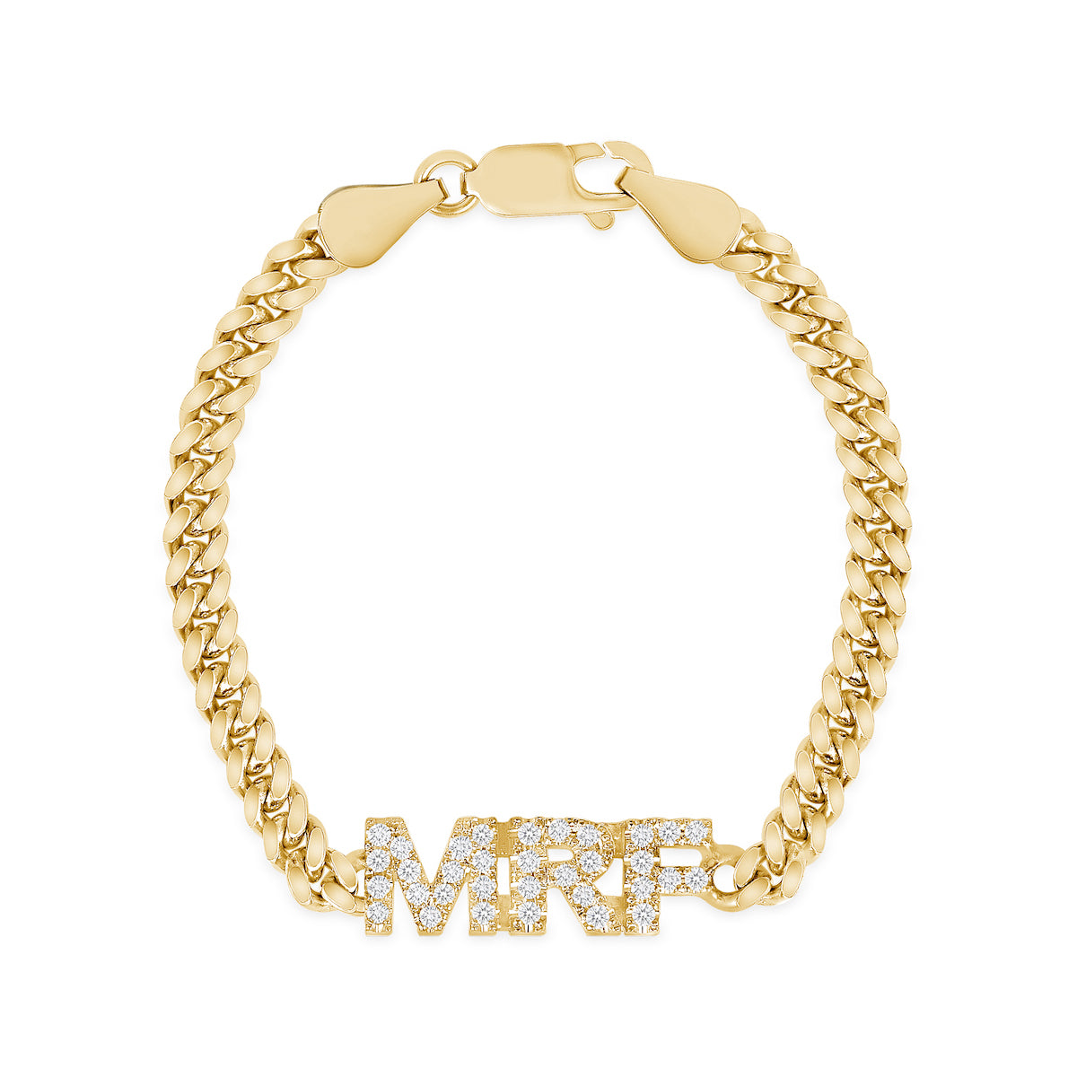 Diamond Initial Cuban Chain Bracelet - Happy Jewelers Fine Jewelry Lifetime Warranty
