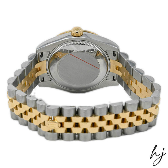Rolex Ladies Datejust 31 18K Yellow Gold & Steel Silver Roman Dial Watch Reference #: 178343 - Happy Jewelers Fine Jewelry Lifetime Warranty