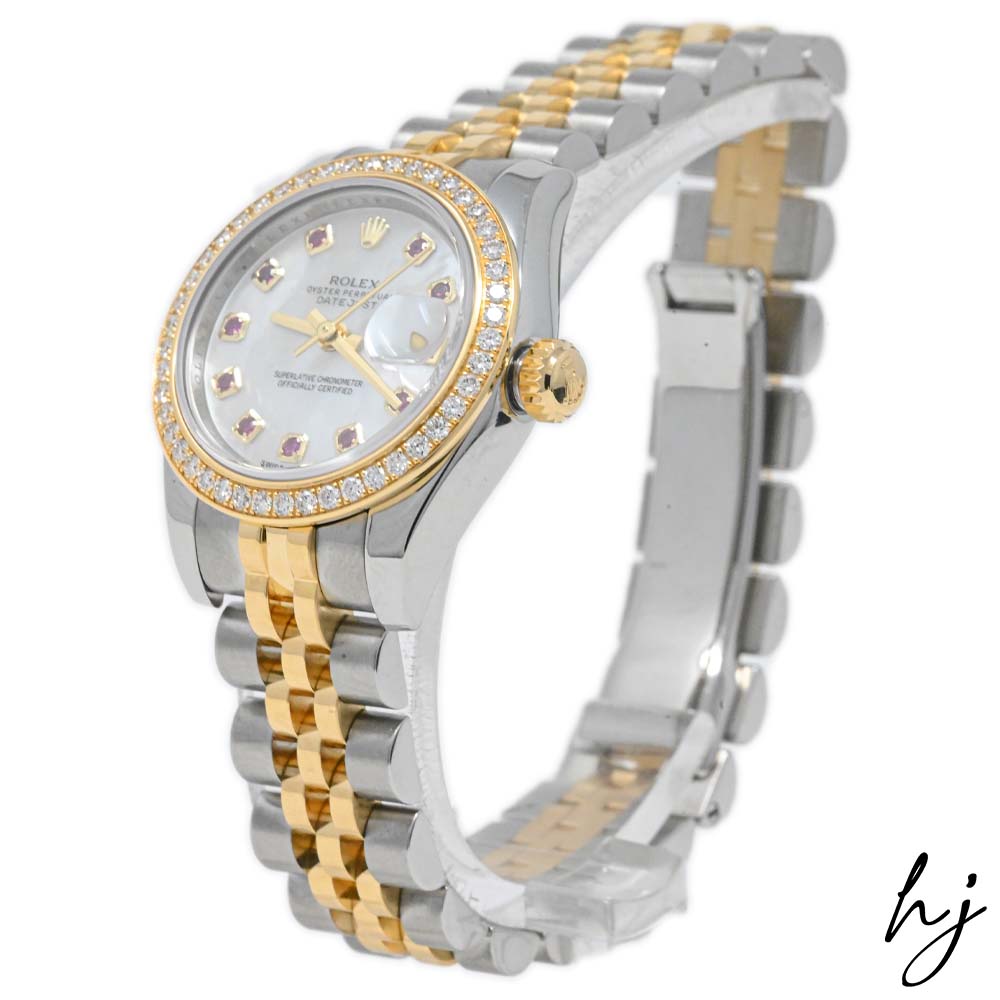Rolex Ladies Datejust 26 18K Yellow Gold & Steel 26mm MOP Ruby Dial Watch Reference #: 179383 - Happy Jewelers Fine Jewelry Lifetime Warranty