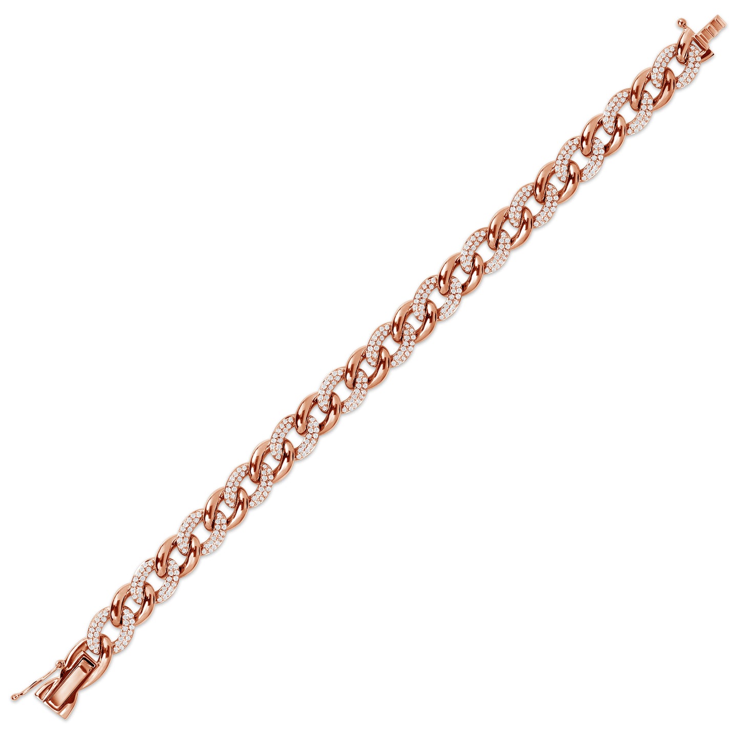 Alternating Diamond Cuban Chain Bracelet - Happy Jewelers Fine Jewelry Lifetime Warranty