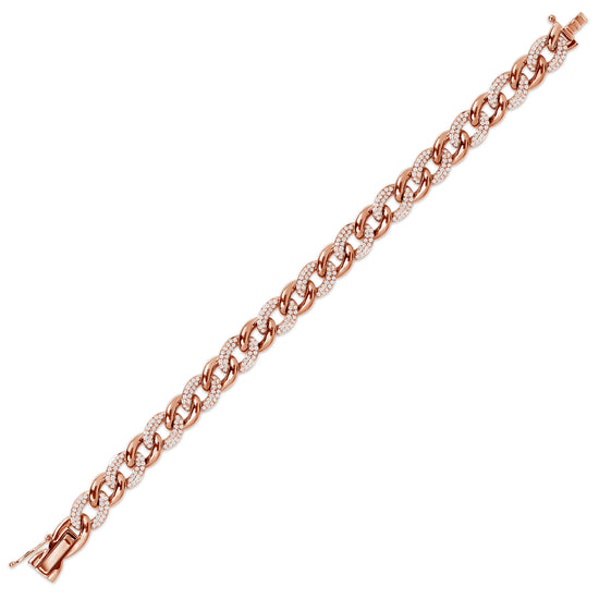 Alternating Diamond Cuban Chain Bracelet - Happy Jewelers Fine Jewelry Lifetime Warranty