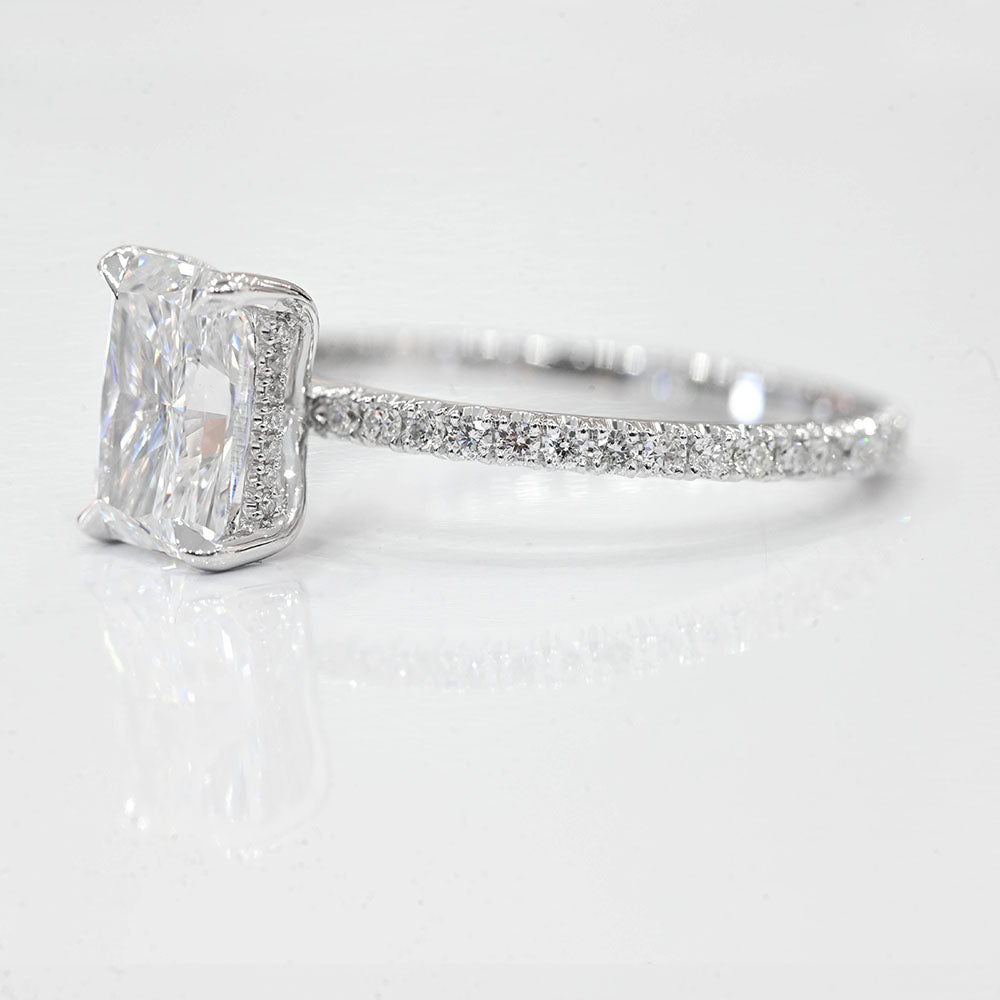 2.01 Carat Radiant Lab Created Diamond Engagement Ring with Hidden Halo - Happy Jewelers Fine Jewelry Lifetime Warranty