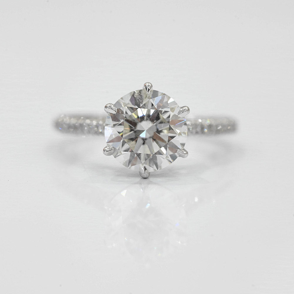 2.01 Carat Round Natural Diamond Engagement Ring with Hidden Halo - Happy Jewelers Fine Jewelry Lifetime Warranty