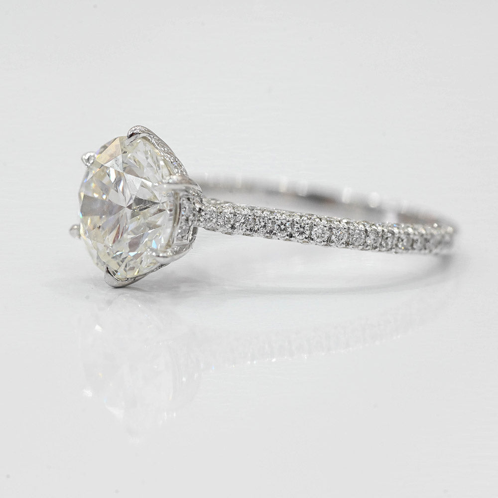 2.01 Carat Round Natural Diamond Engagement Ring with Hidden Halo - Happy Jewelers Fine Jewelry Lifetime Warranty