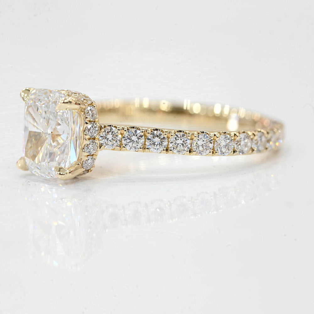 2.03 Carat Cushion Lab Created Diamond Engagement Ring with Hidden Halo - Happy Jewelers Fine Jewelry Lifetime Warranty