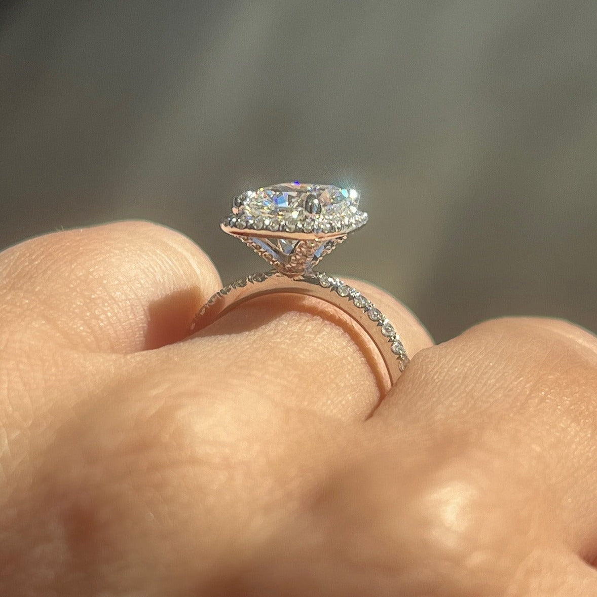 2.00 Carat Cushion Lab Created Diamond Engagement Ring with Halo 6.5 / White Gold