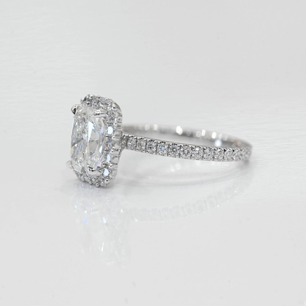 2.22 Carat Lab Created Cushion Diamond Engagement Ring with Halo - Happy Jewelers Fine Jewelry Lifetime Warranty