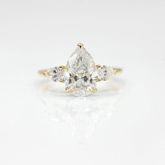 2.47 Carat Pear Lab Grown Diamond 3 Stone Engagement Ring - Happy Jewelers Fine Jewelry Lifetime Warranty