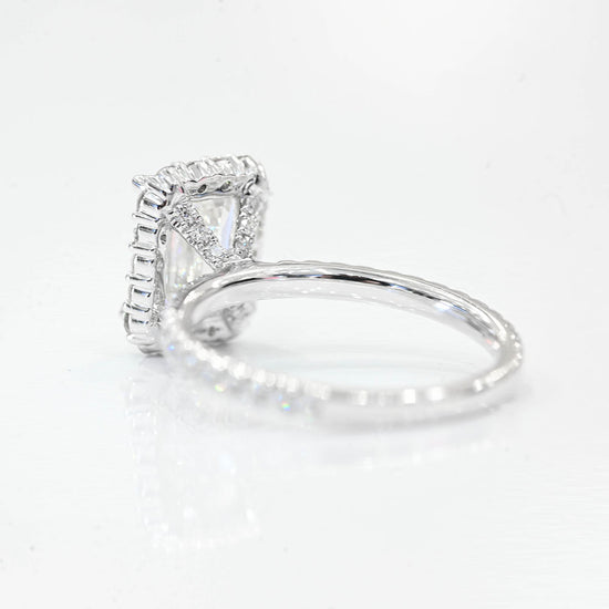 2.52 Carat Emerald Lab Created Diamond Engagement Ring with Halo - Happy Jewelers Fine Jewelry Lifetime Warranty