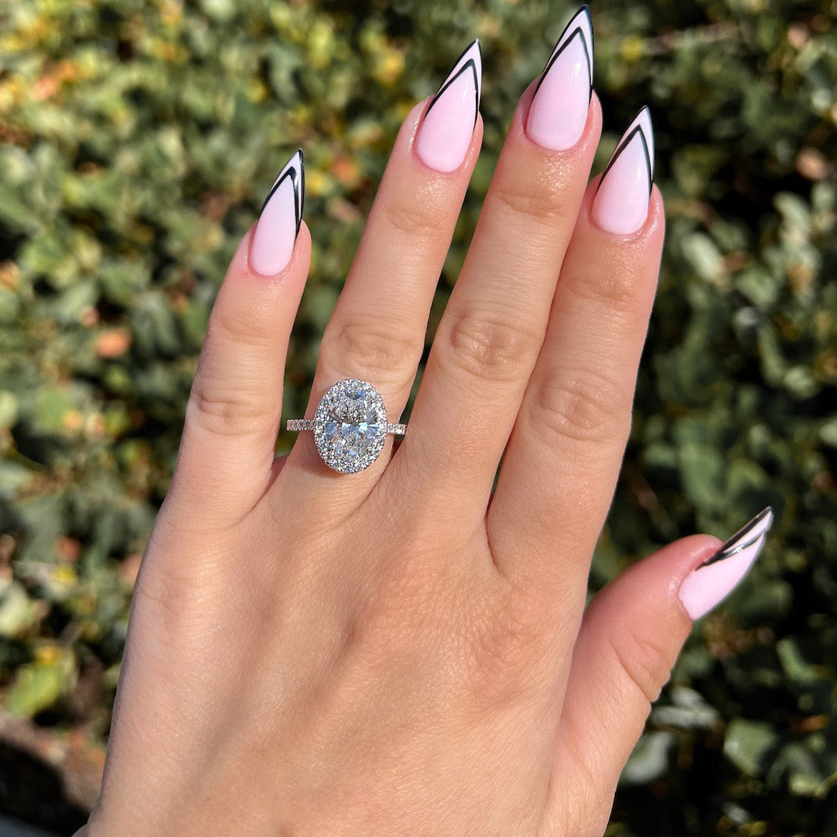1.50 ctw Pink & White Lab Created Diamond Halo Engagement Ring