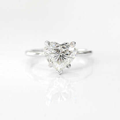 2.57 Carat Heart Lab Grown Diamond Engagement Ring with Hidden Halo - Happy Jewelers Fine Jewelry Lifetime Warranty
