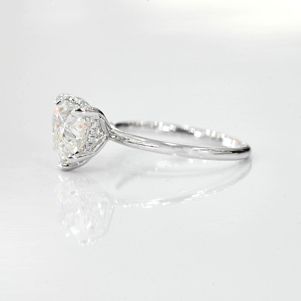 2.57 Carat Heart Lab Grown Diamond Engagement Ring with Hidden Halo - Happy Jewelers Fine Jewelry Lifetime Warranty