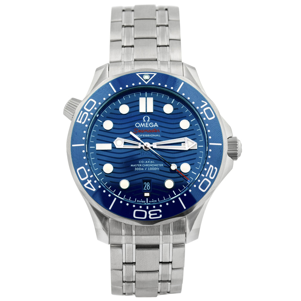 Omega Men's Seamaster Stainless Steel 42mm Blue Wave Dot Dial Watch Reference #: 210.30.42.20.03.001 - Happy Jewelers Fine Jewelry Lifetime Warranty