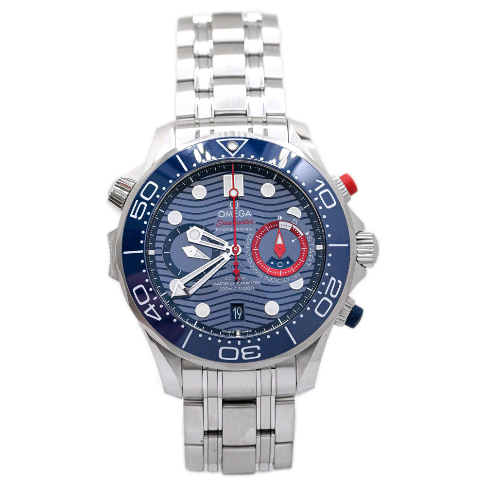 Omega Men's Seamaster Diver 300M America's Cup Stainless Steel 44mm Blue Chronograph Dial Watch Reference #: 210.30.44.51.03.002 - Happy Jewelers Fine Jewelry Lifetime Warranty