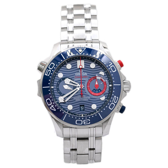 Load image into Gallery viewer, Omega Men&amp;#39;s Seamaster Diver 300M America&amp;#39;s Cup Stainless Steel 44mm Blue Chronograph Dial Watch Reference #: 210.30.44.51.03.002 - Happy Jewelers Fine Jewelry Lifetime Warranty
