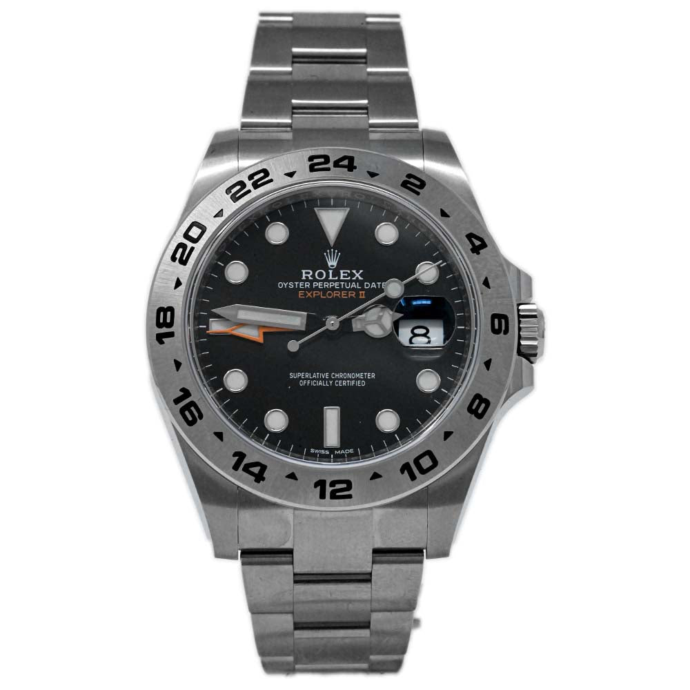 Load image into Gallery viewer, Rolex Men&amp;#39;s Explorer II Stainless Steel 42mm Black Dot Dial Watch Reference #: 216570 - Happy Jewelers Fine Jewelry Lifetime Warranty
