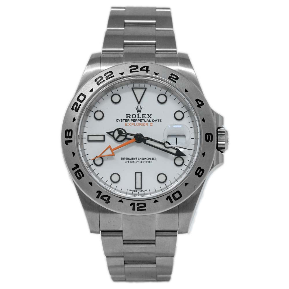 Rolex Men's Explorer II Stainless Steel 42mm White Dot Dial Watch Reference #: 216570 - Happy Jewelers Fine Jewelry Lifetime Warranty