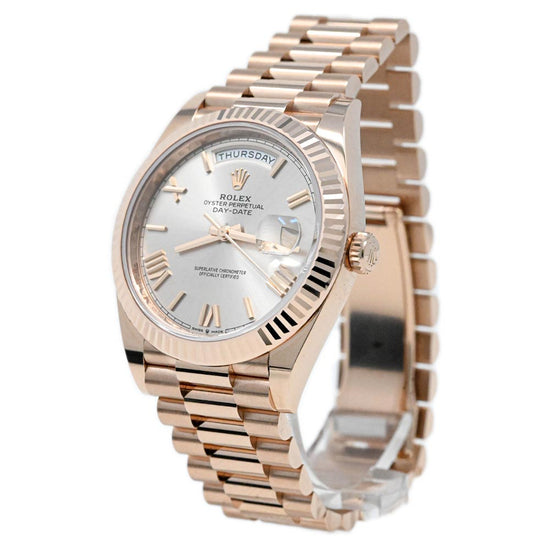 Load image into Gallery viewer, Rolex Men&amp;#39;s Day-Date 18K Everose Gold 40mm Pink Sundust Roman Dial Watch Reference #: 228235 - Happy Jewelers Fine Jewelry Lifetime Warranty
