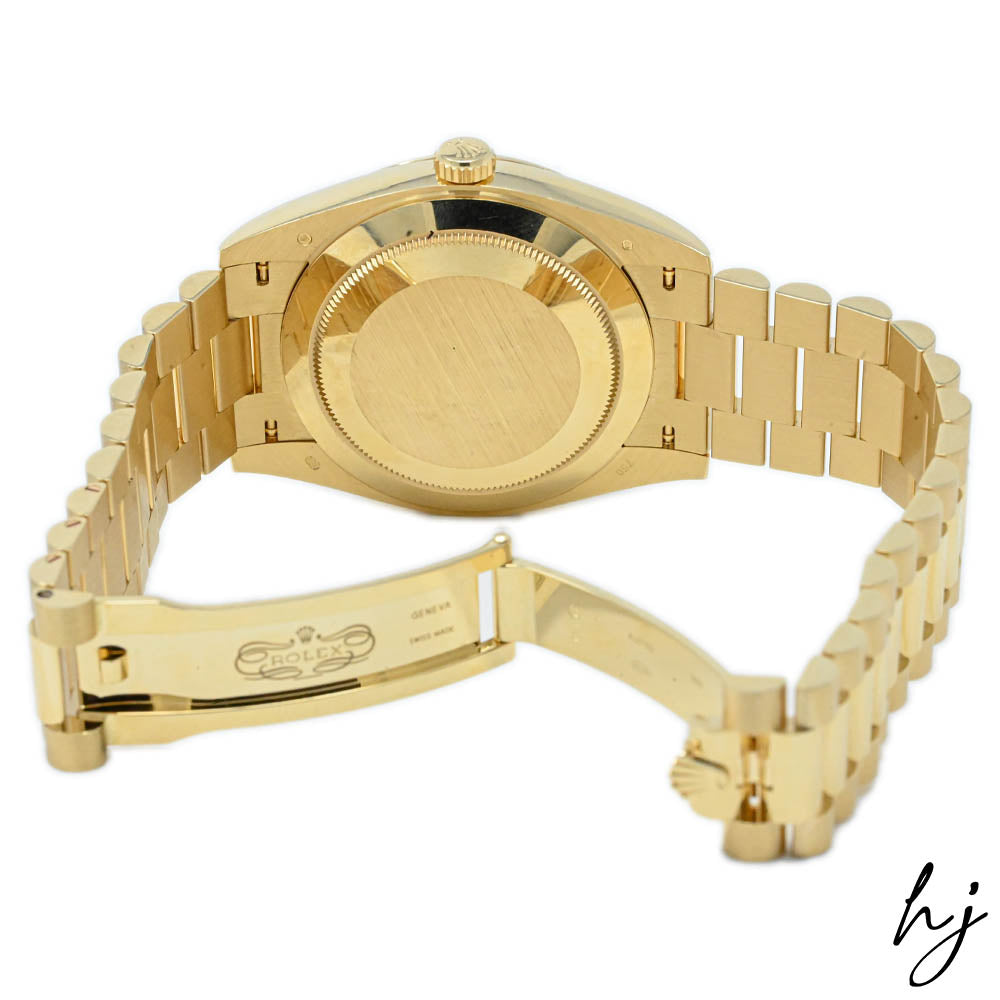Rolex Men's Day-Date 18K Yellow Gold 40mm Silver Roman Dial Watch Reference #: 228238 - Happy Jewelers Fine Jewelry Lifetime Warranty